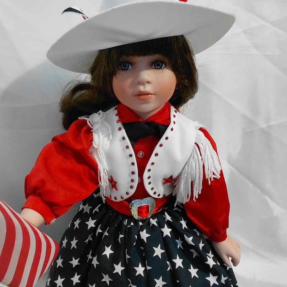Patriotic Doll with Red and Blue Outfit - Picture 2 of 10